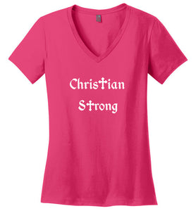 Christian Strong Ladies' V-neck T-shirt