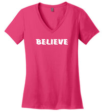 Load image into Gallery viewer, Believe short sleeve V neck Christian Tshirt
