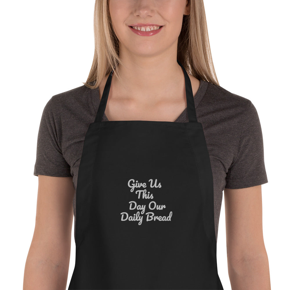 Embroidered Scripture Apron Give Us This Day Our Daily Bread Christian smock