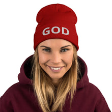 Load image into Gallery viewer, GOD Embroidered Beanie Christian Hat
