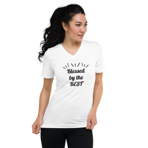 Short Sleeve "Blessed By The Best" V-Neck T-Shirt Christian