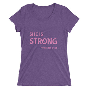 Women's She is Strong Proverbs short sleeve Christian t-shirt