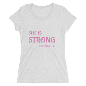 Women's She is Strong Proverbs short sleeve Christian t-shirt